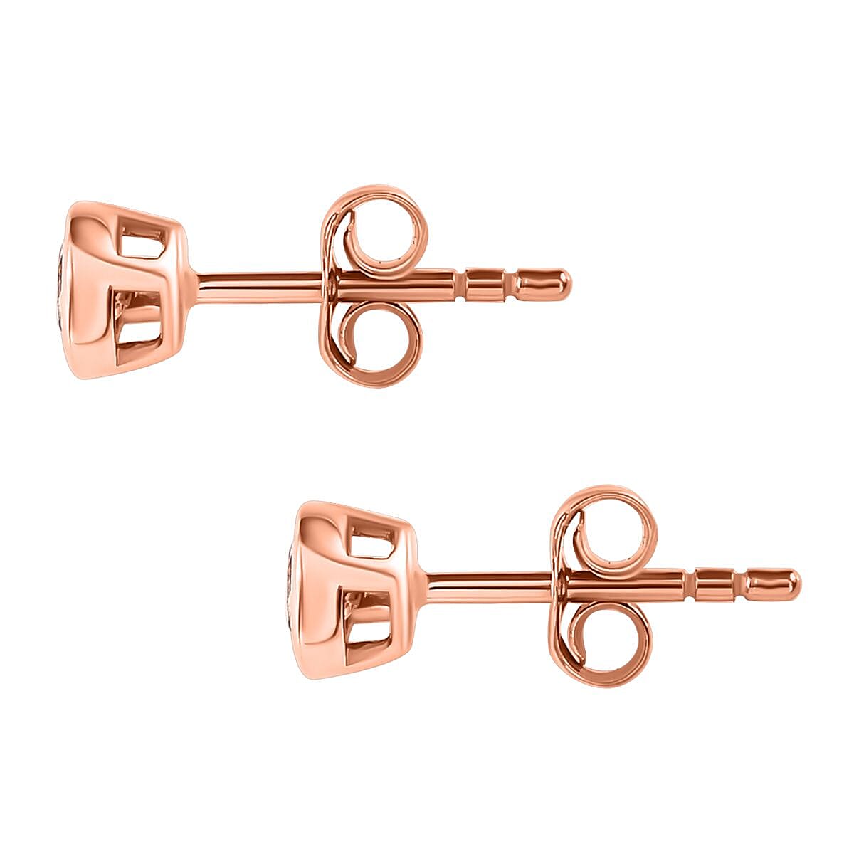 9K Rose Gold Solitaire Natural Champagne Diamond Earrings 0.21 Ct.