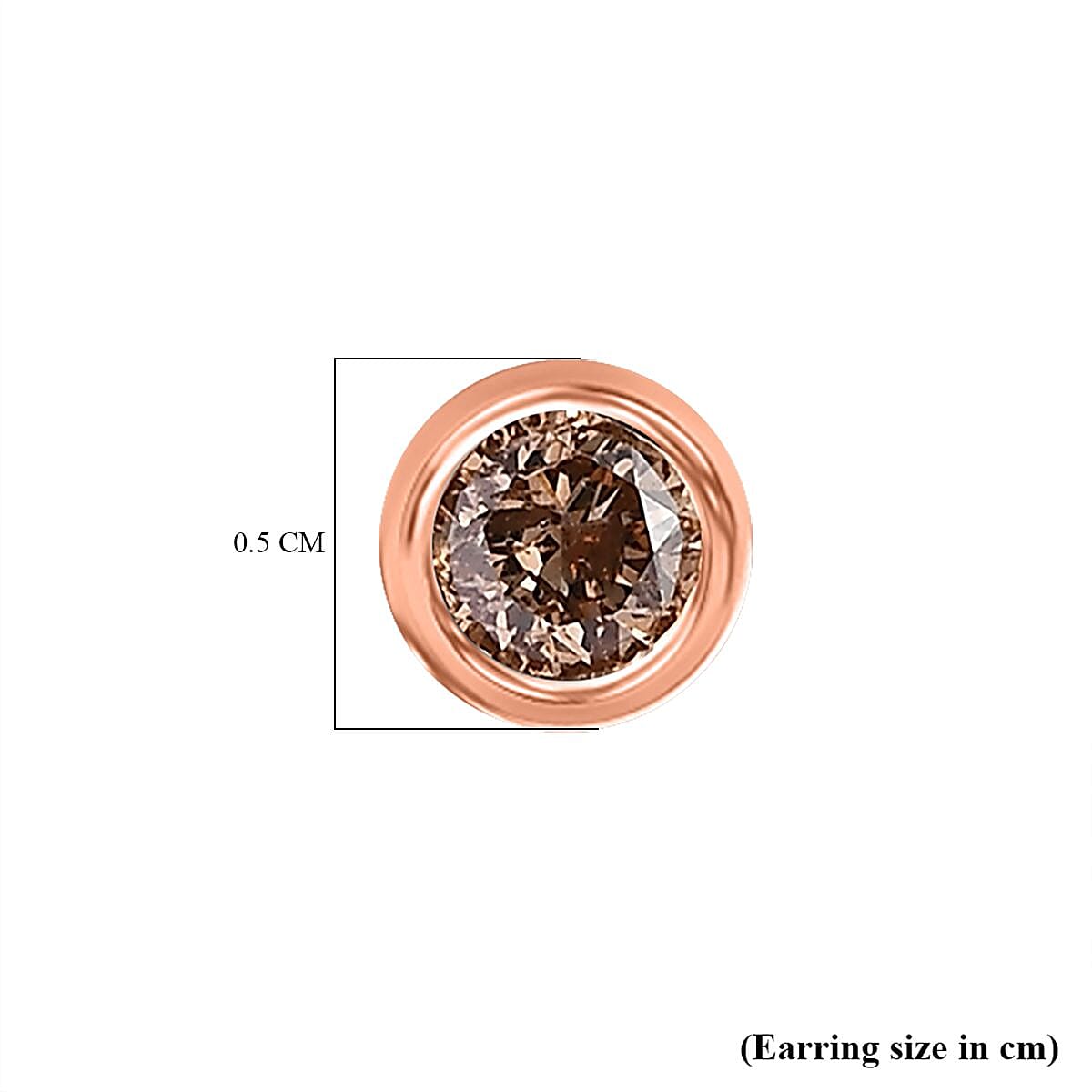 9K Rose Gold Solitaire Natural Champagne Diamond Earrings 0.21 Ct.