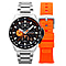 CADOLA Peterson Japanese Movement Black & Orange Dial 10 ATM Water Resistant Watch with Stainless Steel Chain Strap
