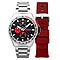Exclusive Hour Offer - CADOLA Peterson Japanese Movement Black & Red Dial 10ATM Water Resistant Watch with Stainless Steel Chain Strap Complimentory Nusound Earbud