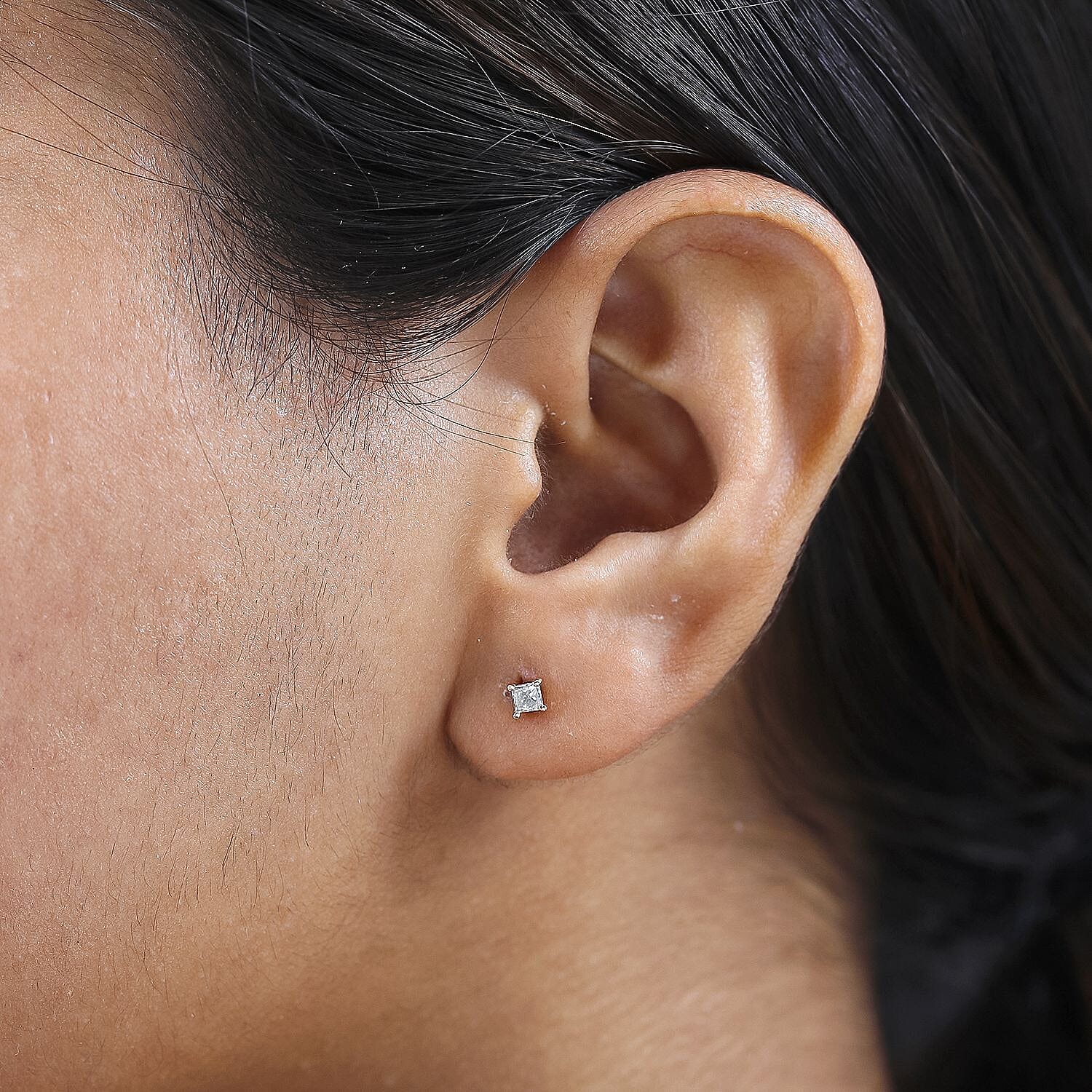 9K White Gold SGL Certified Solitaire Diamond (I3-GH) Earring with Push Back 0.20 Ct.