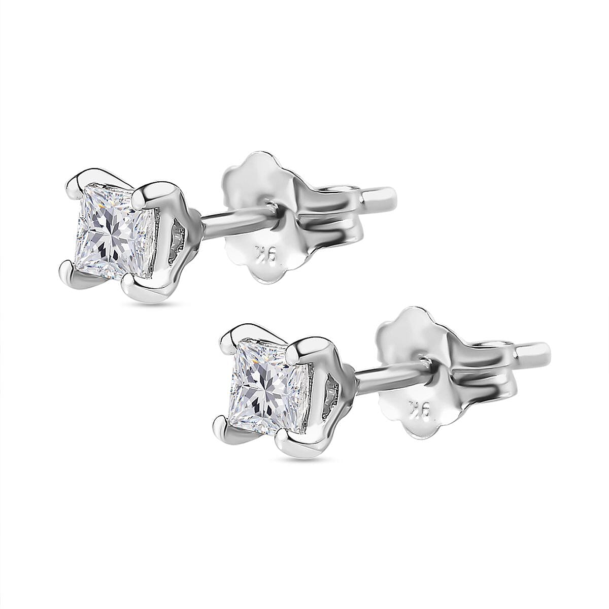 9K White Gold SGL Certified Solitaire Diamond (I3-GH) Earring with Push Back 0.20 Ct.