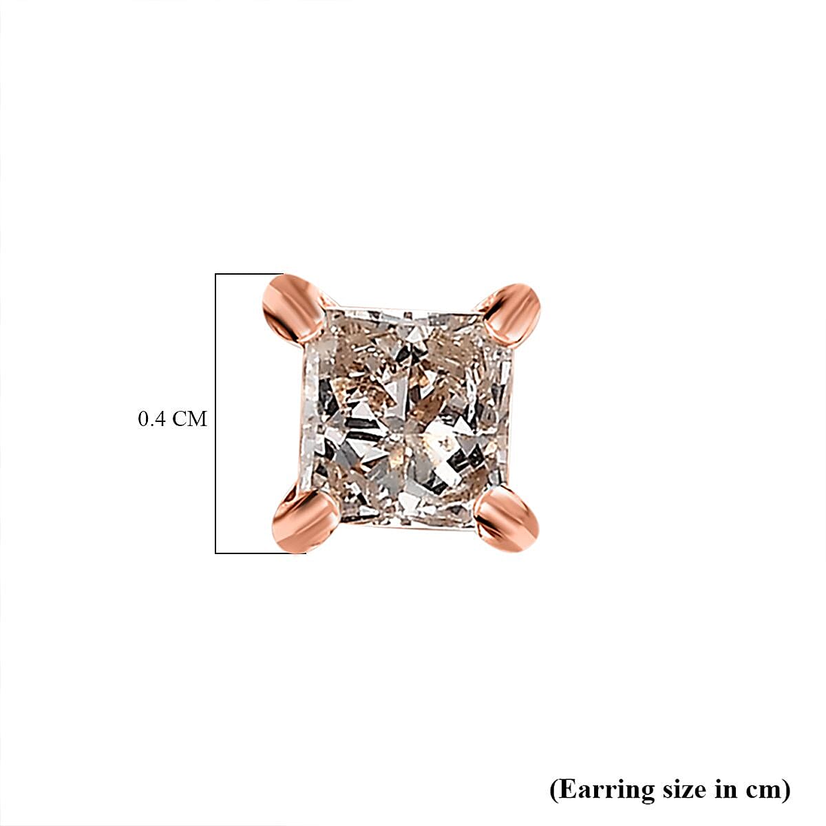 9K Rose Gold SGL Certified Solitaire Champagne Diamond Earrings with Push Back 0.20 Ct.