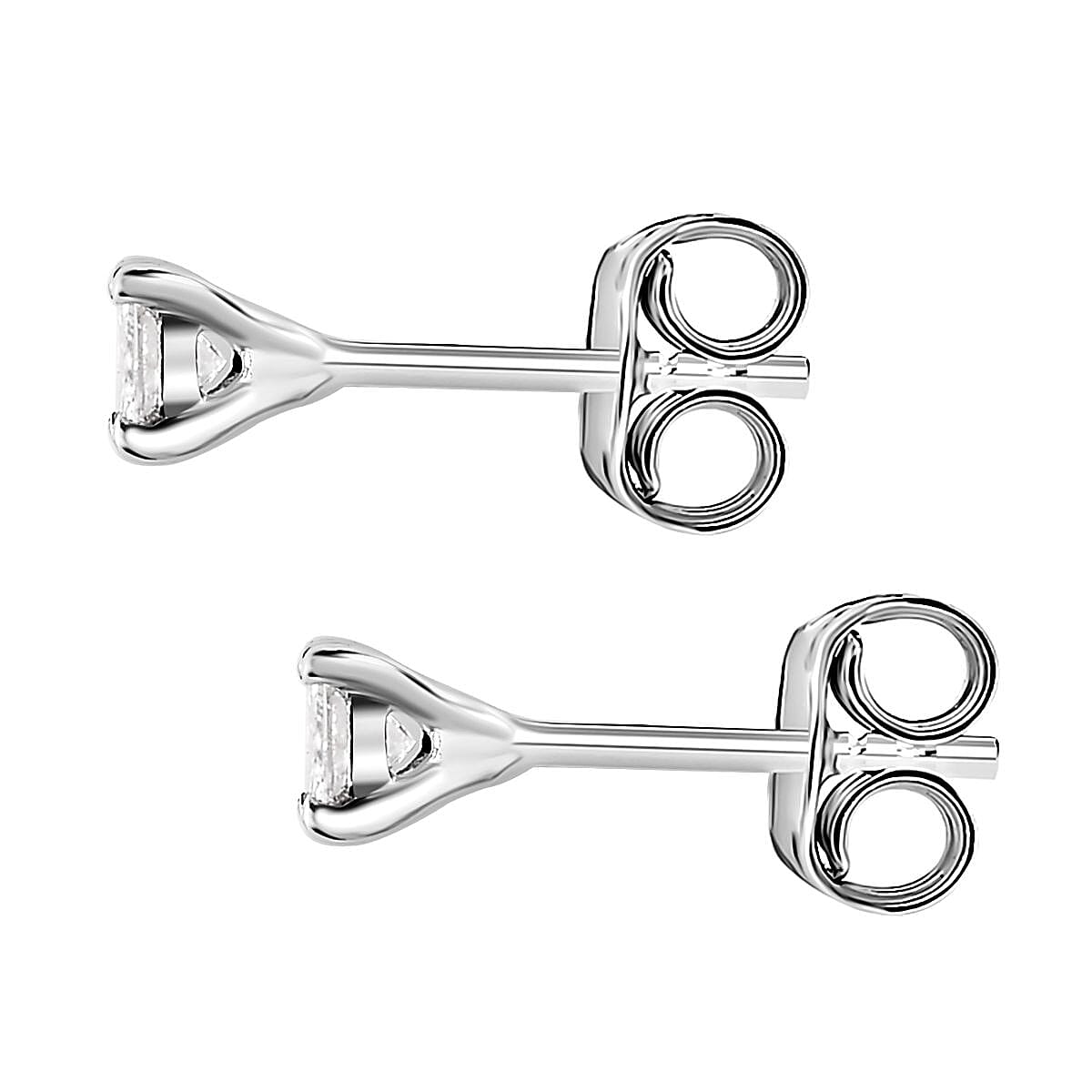 9K White Gold Solitaire SGL Certified I3-G-H Diamond Earrings with Push Back