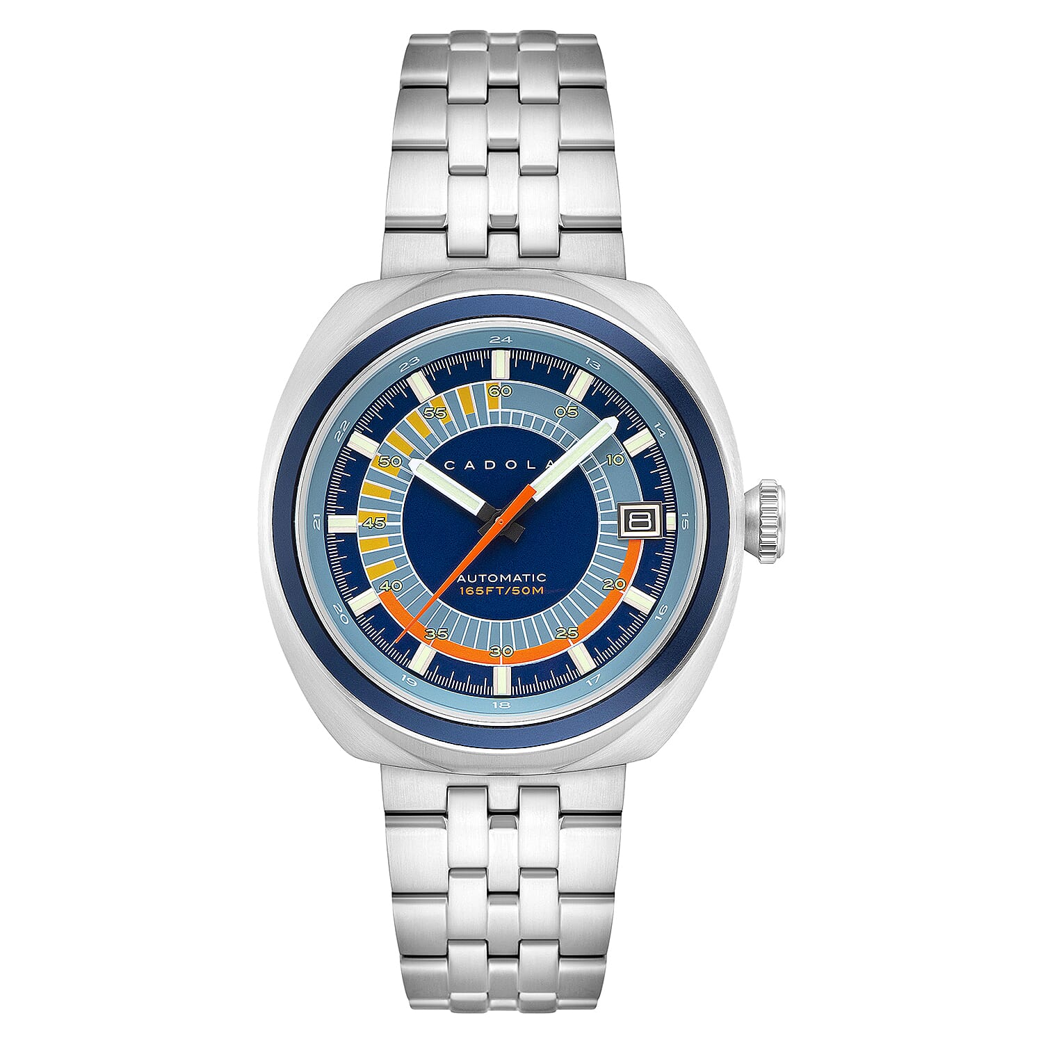 CADOLA  Giulia Automatic Movement with 3 Hands Date Blue Dial 5ATM Water Resistant Mens Watch with Stainless Steel Bracelet