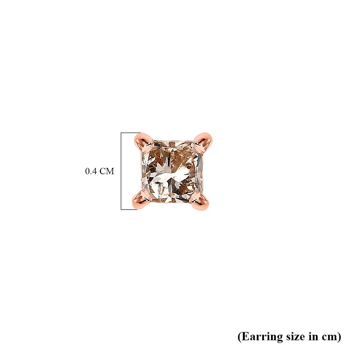 9K Rose Gold Solitaire Champagne Diamond Stud Earrings 0.25 Ct.