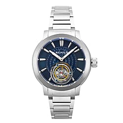 SCHILD Freidrich Mechanical Tourbillion Deep Storm Limited Edition Men Black Dial 10ATM Water Resistant Watch With Stainless Steel Chain Bracelet & Black Strap