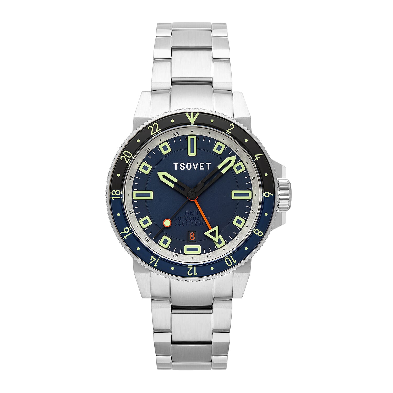 TSOVET Japanese Hybrid Automatic With 3 Hands Date Undirectional Turning Bezel Green Dial Mens Moss Watch With Stainless Steel Chain Strap