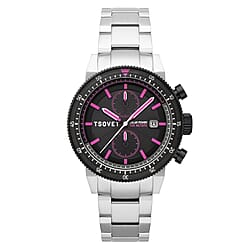 TSOVET Japanese Solar Powered With 3 Hands Date Undirectional Turning Bezel Deep Blue Dial Mens Watch With Stainless Steel Chain Strap