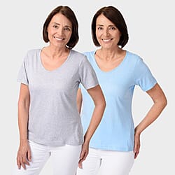 TAMSY Set of 2 Short Sleeve Classic V-Neck T-Shirt