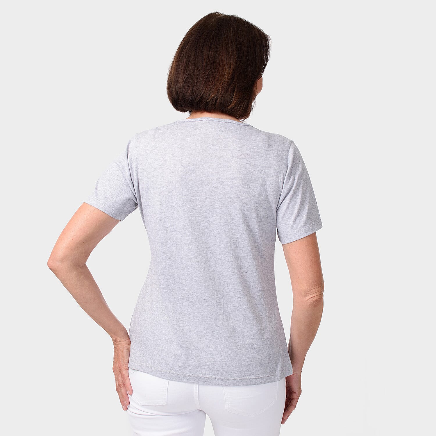 TAMSY Set of 2 Short Sleeve Classic V Neck T-Shirt - Black & Coral