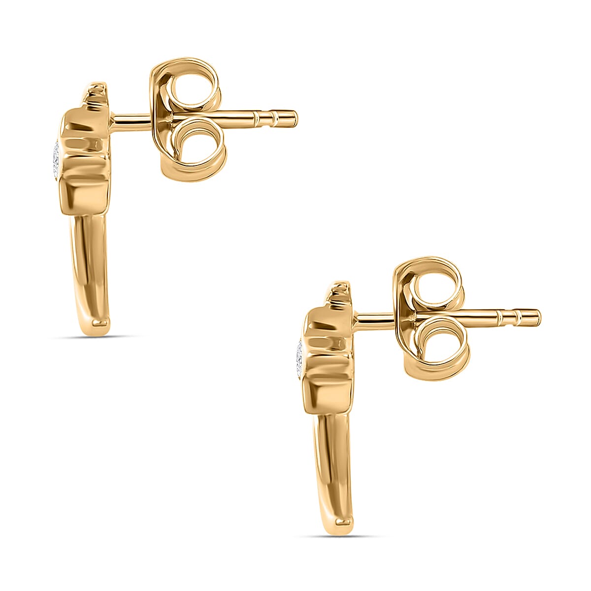 9K Yellow Gold SGL Certified Diamond Moon Earrings