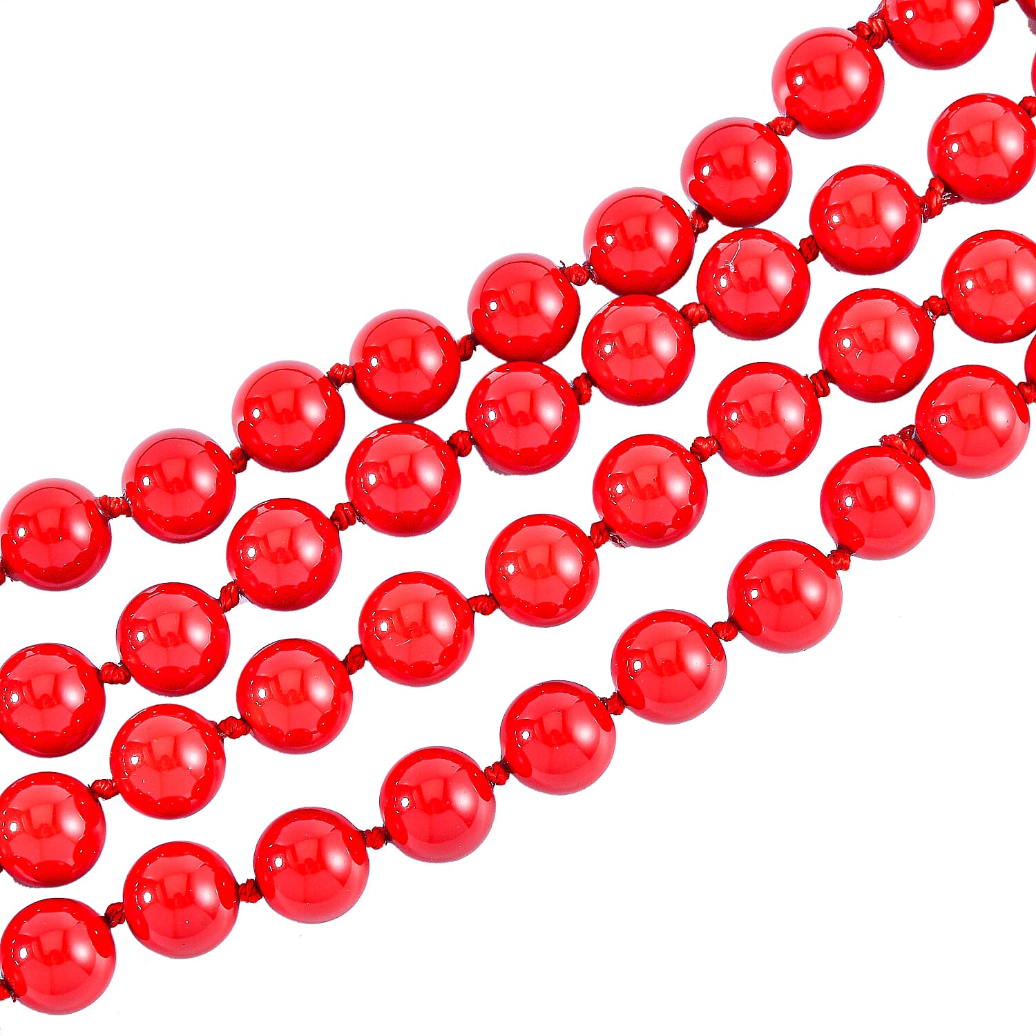 Close Out-  Extra Long Red Shell Pearl  Stone Necklace (100 Inch)