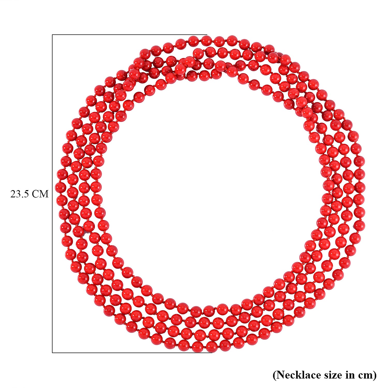 Close Out-  Extra Long Red Shell Pearl  Stone Necklace (100 Inch)