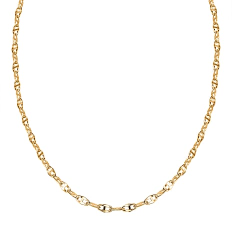 Hatton Garden Closeout - 9K Yellow Gold Mini Flat Rambo Necklace (Size 22) with Spring Ring Clasp