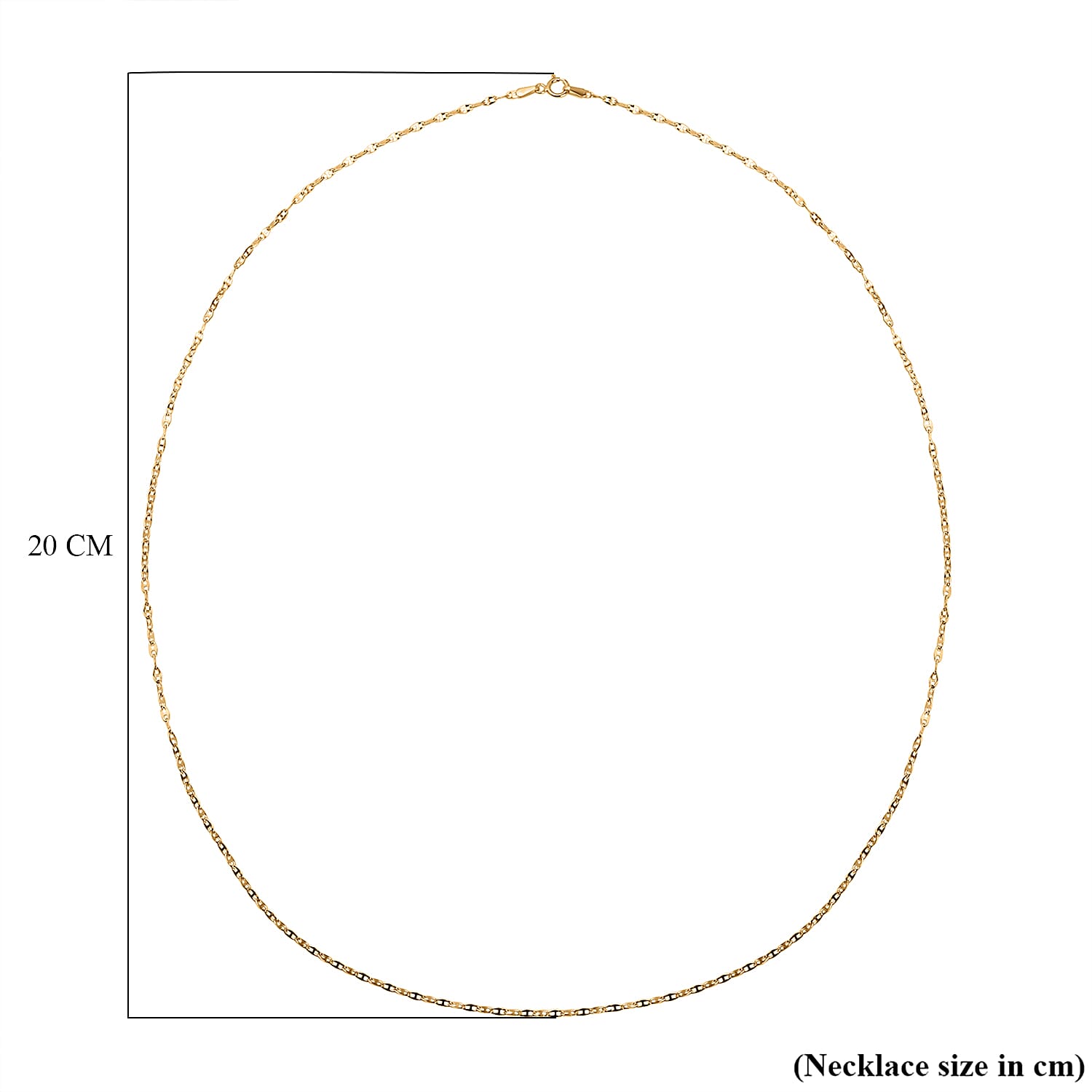 Hatton Garden Closeout - 9K Yellow Gold Mini Flat Rambo Necklace (Size 22) with Spring Ring Clasp