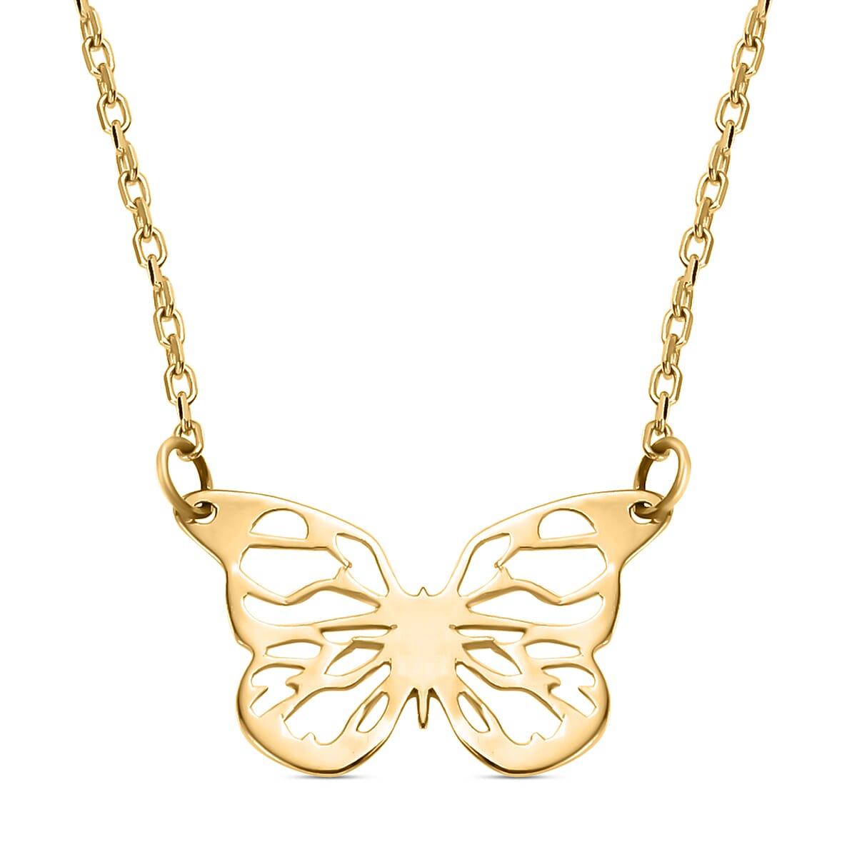 Hatton Garden Closeout - 9K Yellow Gold Butterfly Necklace (Size - 18)
