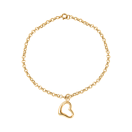Hatton Garden Closeout - 9K Yellow Gold Floating Open Heart Charms Bracelet (Size - 7.00)