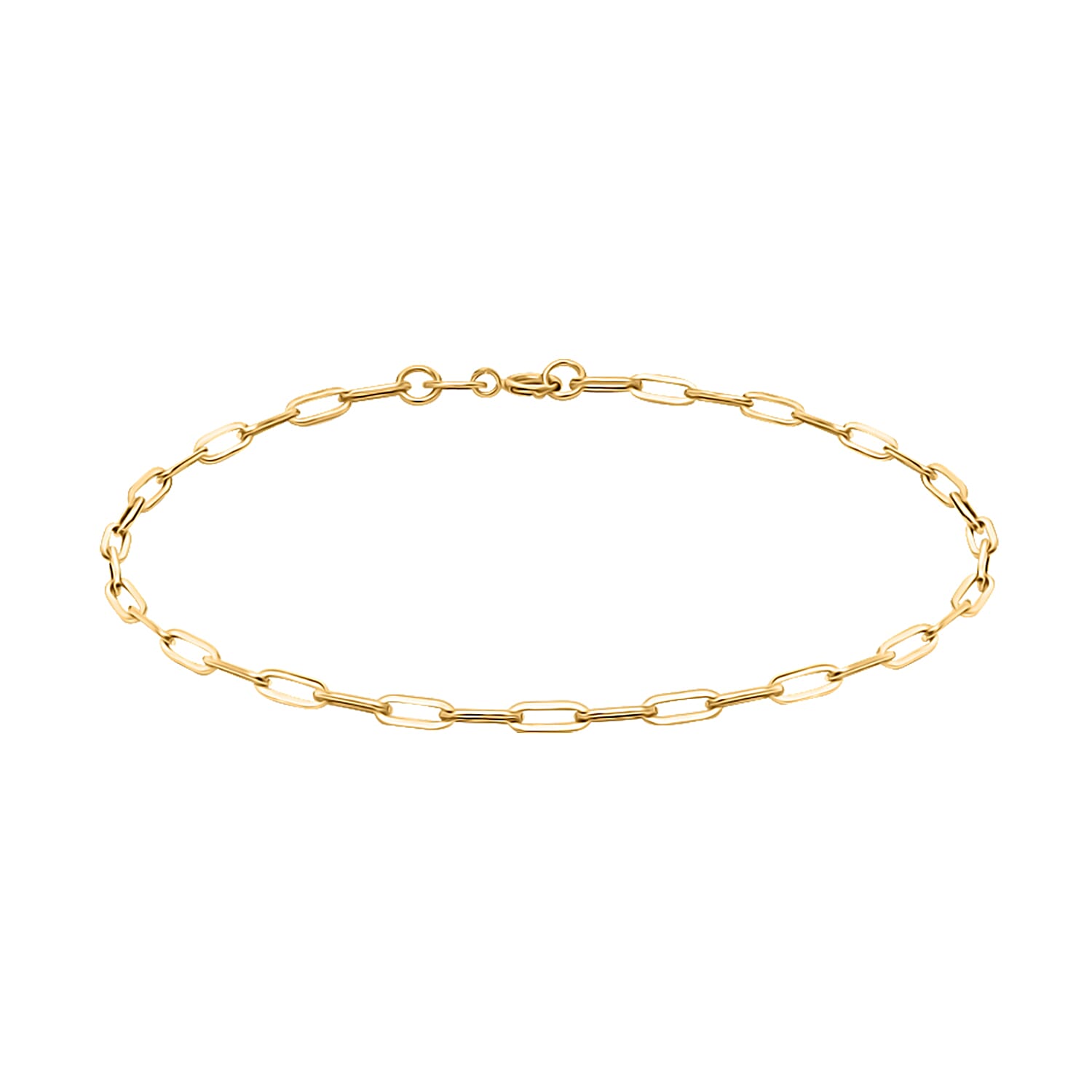 Vicenza Closeout - 9K Yellow Gold Paperclip Bracelet (Size - 7.25)