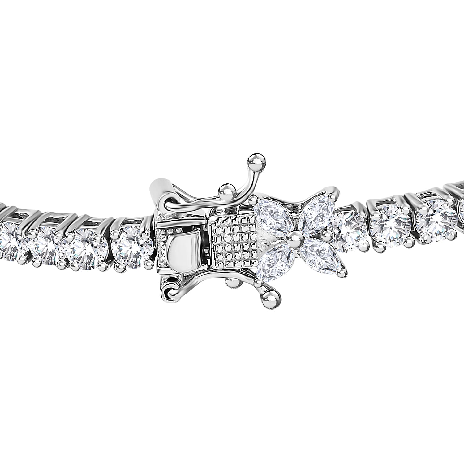 Moissanite Tennis Bracelet (Size - 7.5) in Platinum Overlay Sterling Silver 6.32 Ct, Silver Wt. 11.02 Gms