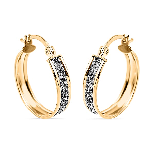 Hatton Garden Closeout 9K Yellow Gold Stardust Hoop Earrings 7647182 TJC