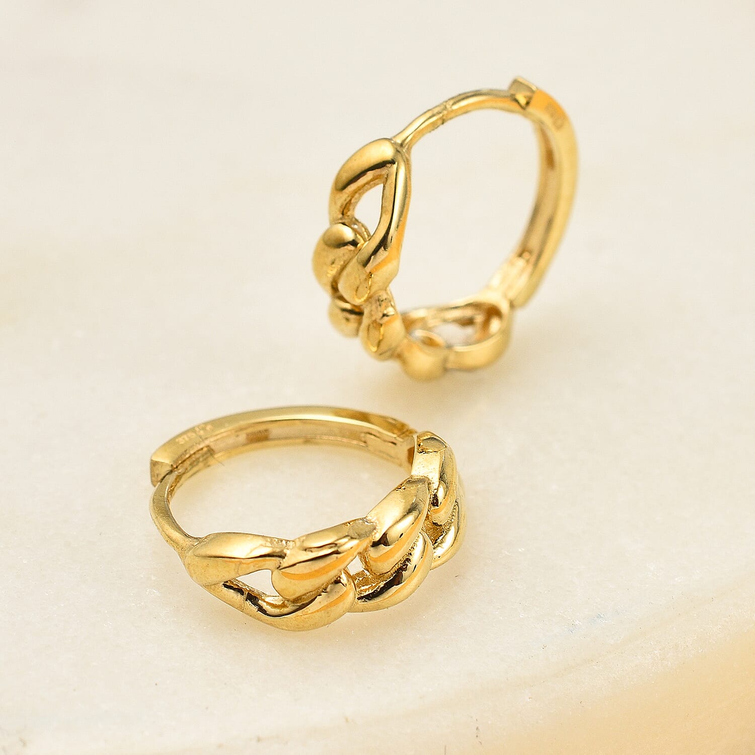 Hatton Garden Closeout - 9K Yellow Gold SOLID Curb Huggy Earrings