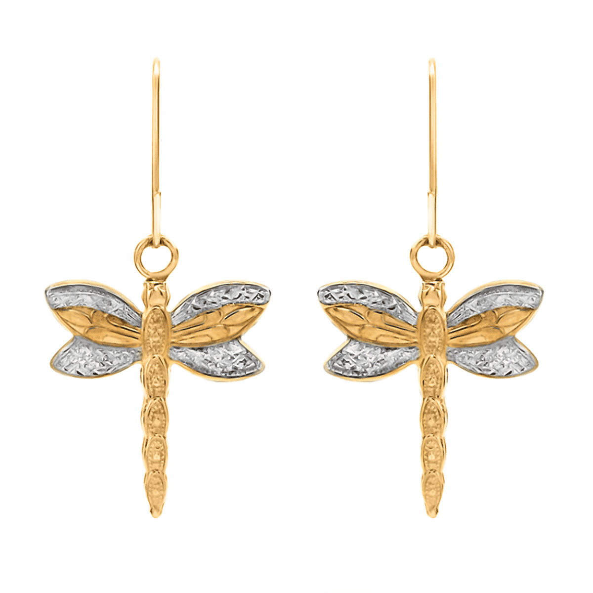 Hatton Garden Closeout - 9K Yellow Gold Dragonfly Drop Earrings