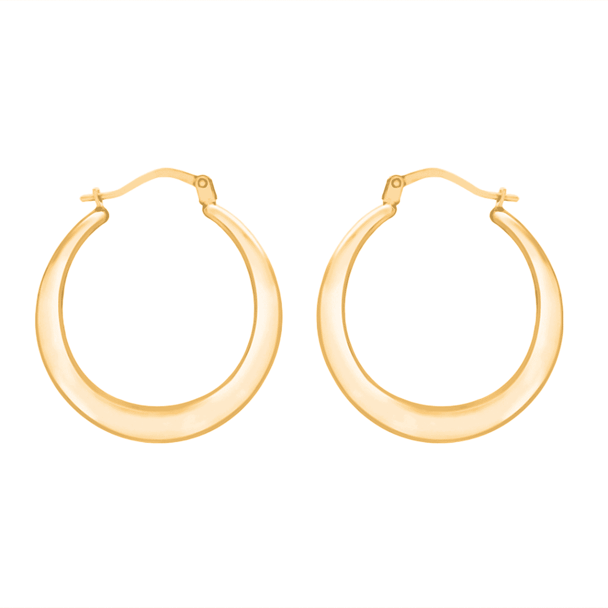 Vicenza Collection - 9K Yellow Gold Flatten Round Creole Earrings