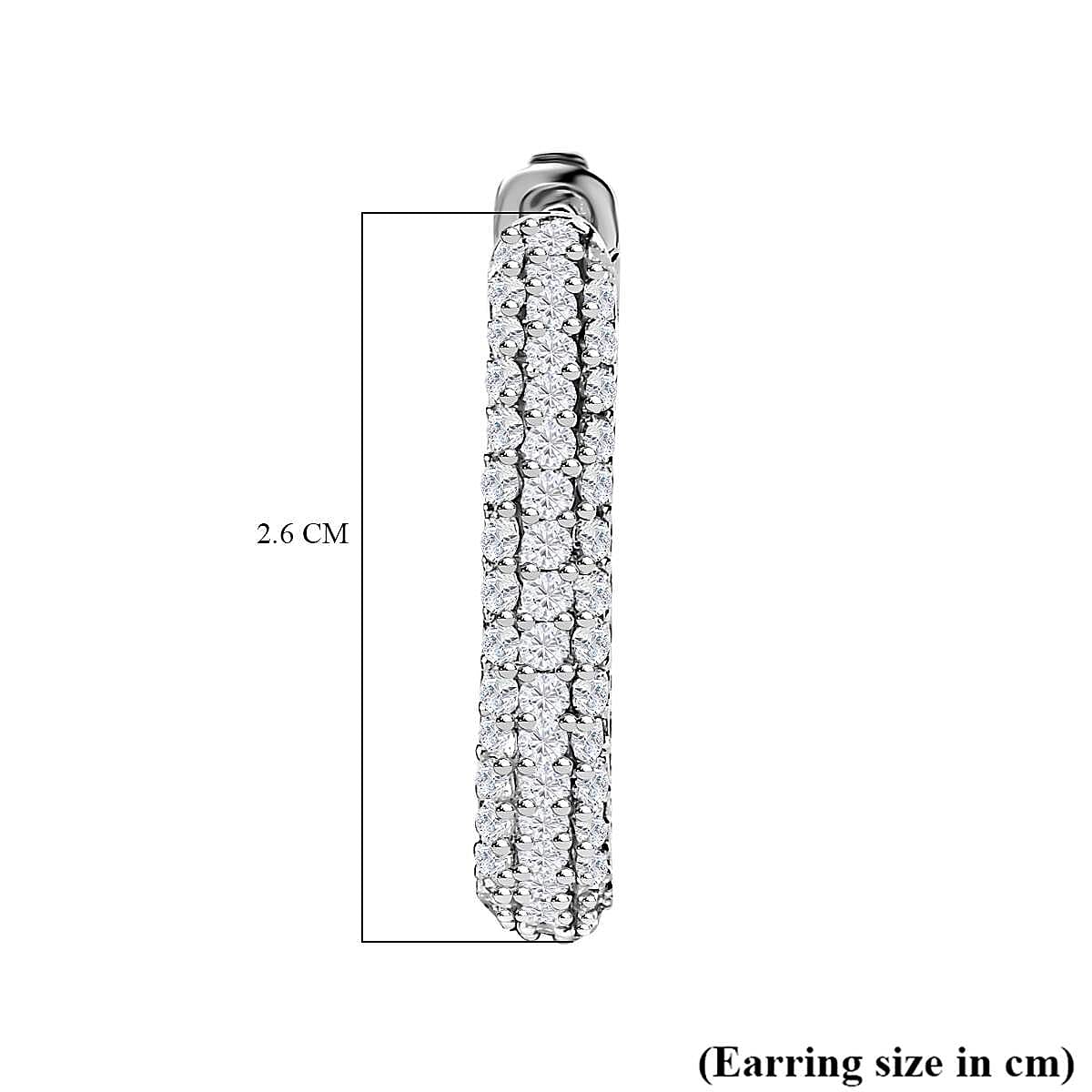 Red Carpet Collection- Moissanite Hoop Earrings in Platinum Overlay Sterling Silver 4.00 Ct, Silver Wt 9.00 GM