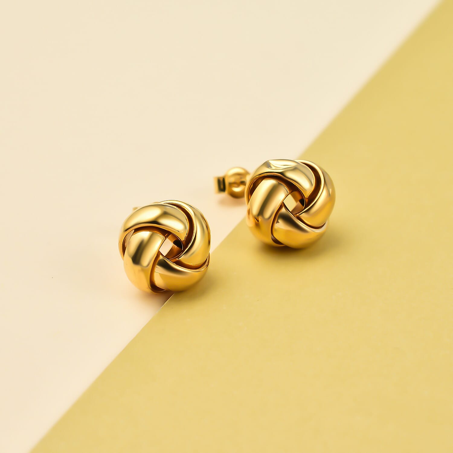 Hatton Garden Closeout - 9K Yellow Gold 4 Way Knot Stud Earrings