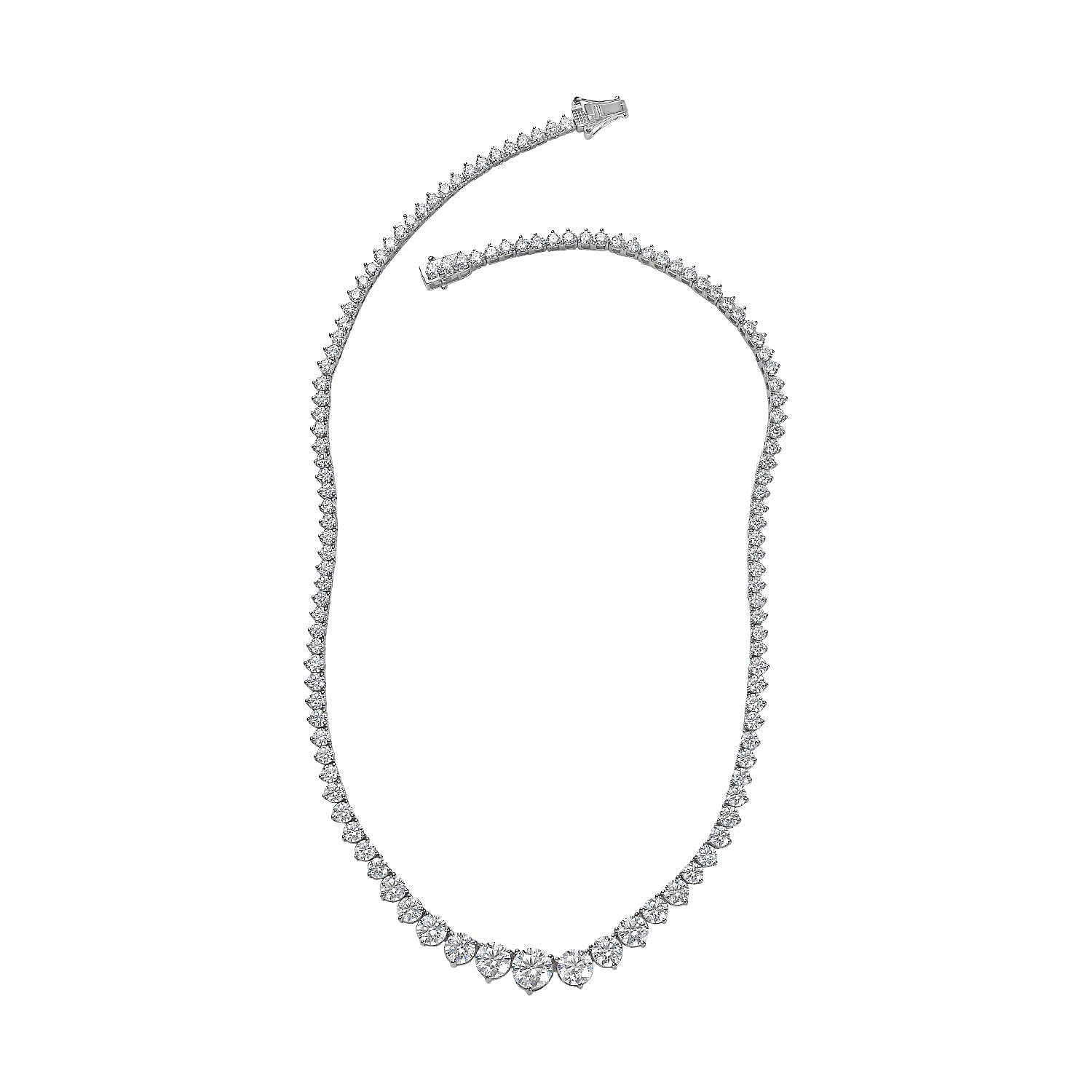 Moissanite Necklace (Size 20) in Platinum Overlay Sterling Silver 23.46 Ct, Silver Wt 25.57 GM
