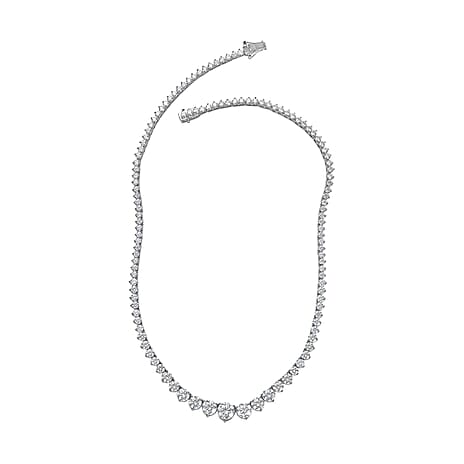 Moissanite Necklace (Size 20) in Platinum Overlay Sterling Silver 23.46 Ct, Silver Wt 25.57 GM