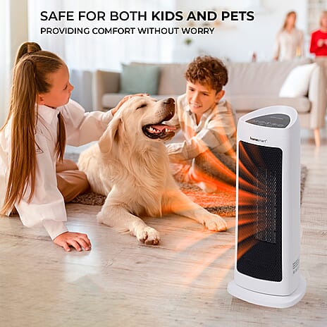 2 in 1 Fan Heater, Adjustable 15-40 Degrees, Timer, Overheat - Tip Over Protection with Remote