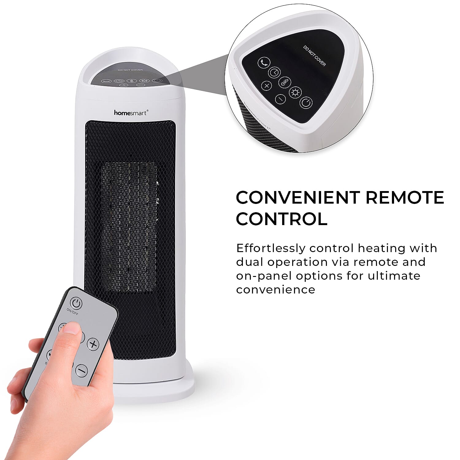 2 in 1 Fan Heater, Adjustable 15-40 Degrees, Timer, Overheat - Tip Over Protection with Remote