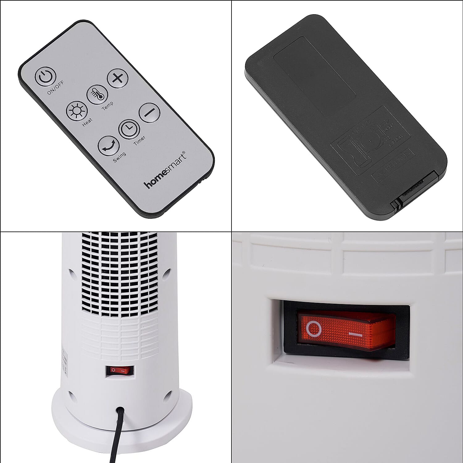 2 in 1 Fan Heater, Adjustable 15-40 Degrees, Timer, Overheat - Tip Over Protection with Remote