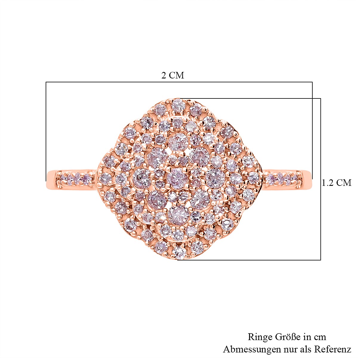9K Rose Gold Pink Diamond Cluster Ballerina Ring 9K Rose Gold Pink Diamond Cluster Ballerina Ring