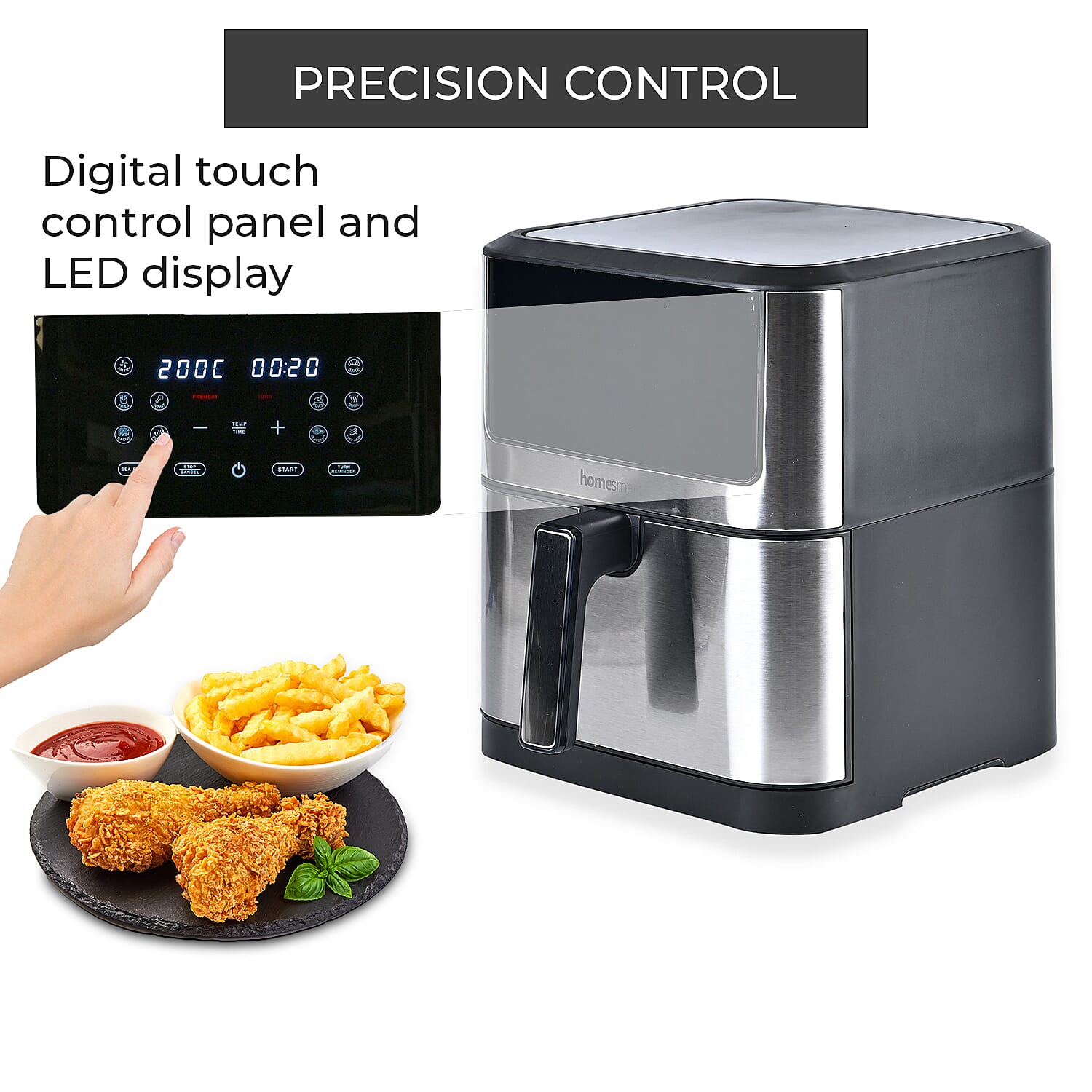 8L Digital Non-Stick Air Fryer (Reheat, Bake, Roast & Many More) (Power 1800W) - Black