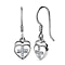 Diamond Cross Heart Earrings in Platinum Overlay Sterling Silver