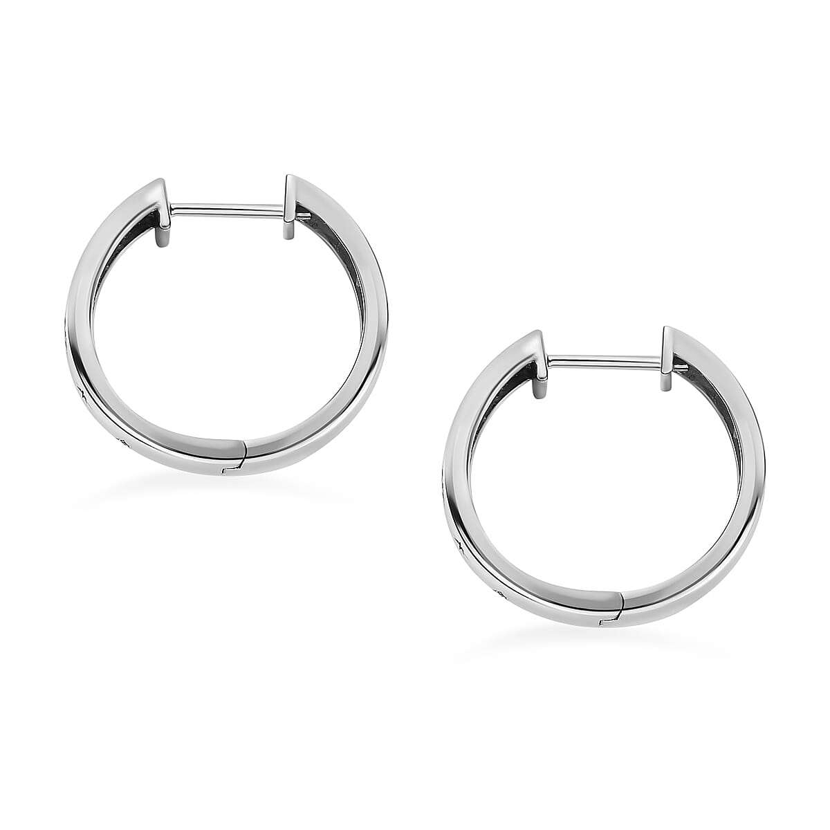 Diamond Moon & Star Hoop Earrings in Platinum Overlay Sterling Silver, Silver Wt 7.80 GM