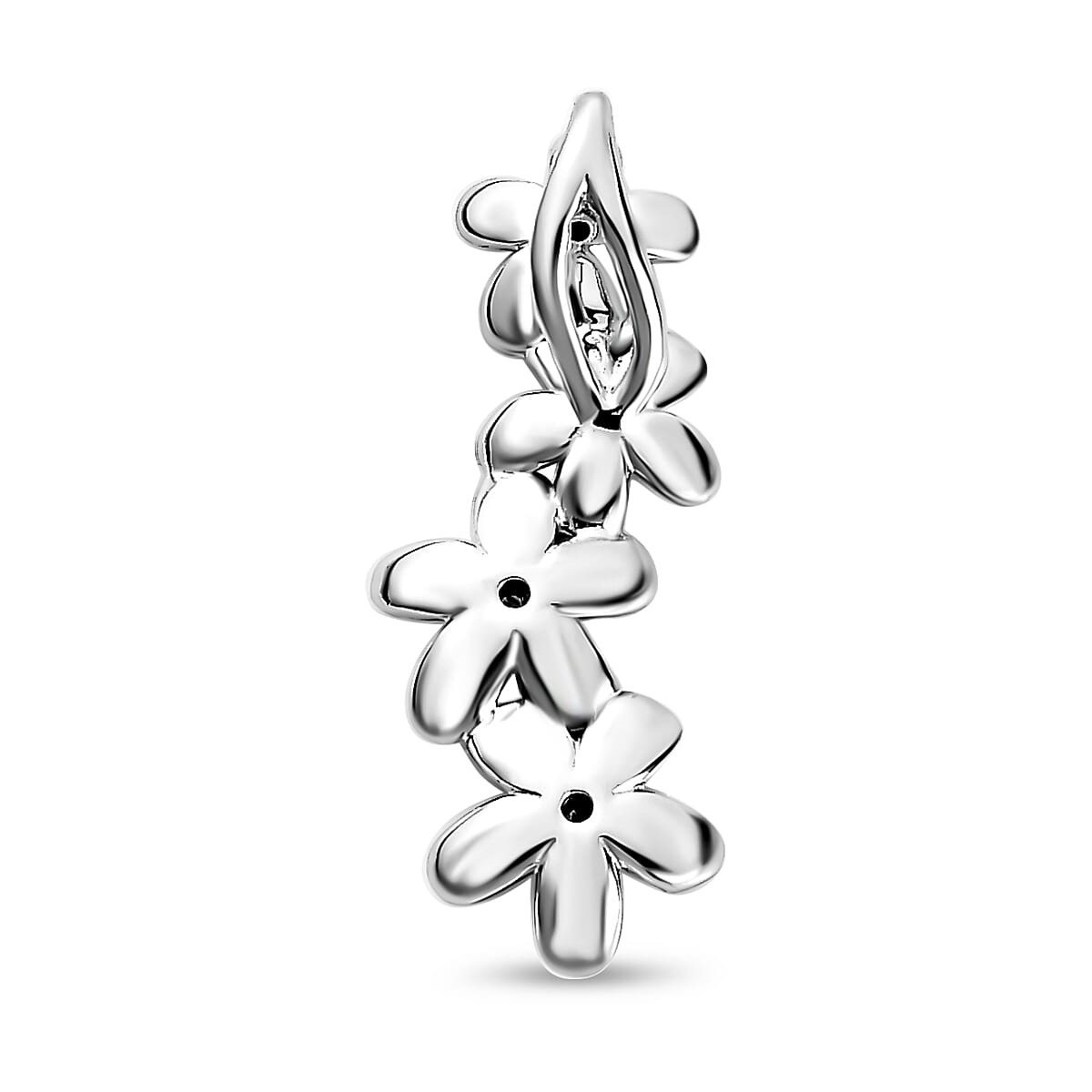 Diamond Floral Pendant in Two Tone Plated Sterling Silver