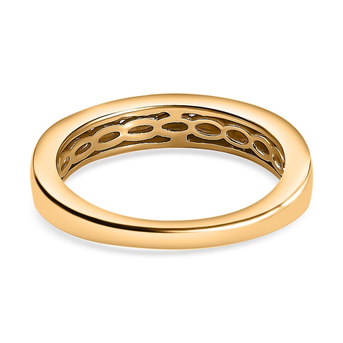 Diamond Half-Eternity Star & Triangle Band Ring in 18K Vermeil Yellow Gold Plated Sterling Silver 0.10 Ct