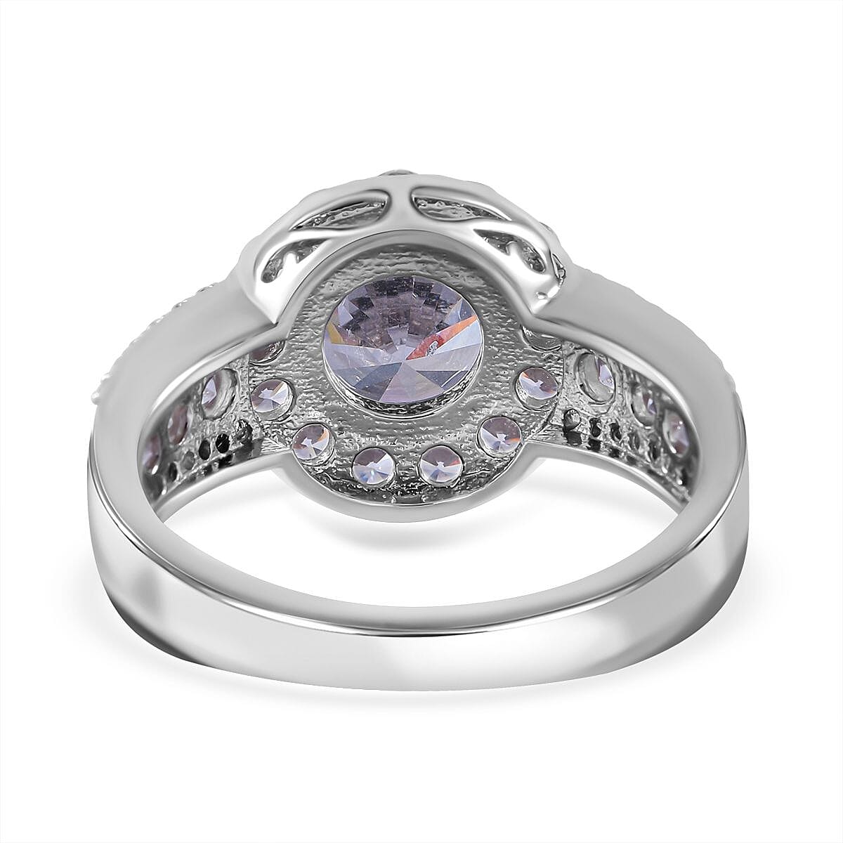 Cubic Zirconia Ring in Rhodium Overlay Sterling Silver 4.77 Ct, Silver Wt 5.00 GM