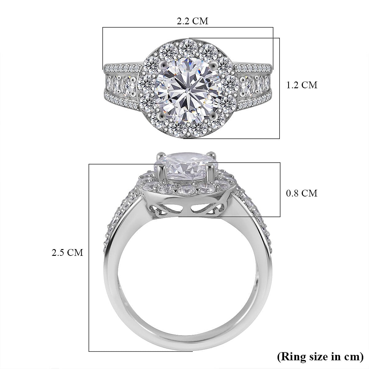 Cubic Zirconia Ring in Rhodium Overlay Sterling Silver 4.77 Ct, Silver Wt 5.00 GM