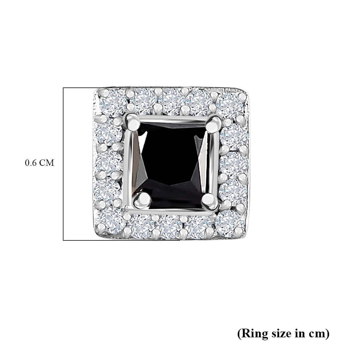 Black & White Diamond Stud Earrings in Platinum Overlay Sterling Silver 0.51 Ct
