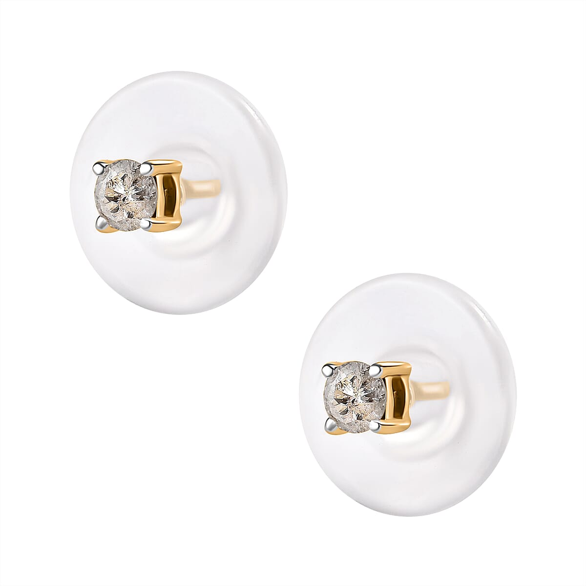 Natural Diamond Find of 2024-9K Yellow Gold Diamond (G-H) Stud Earrings(Plastic Push Back).