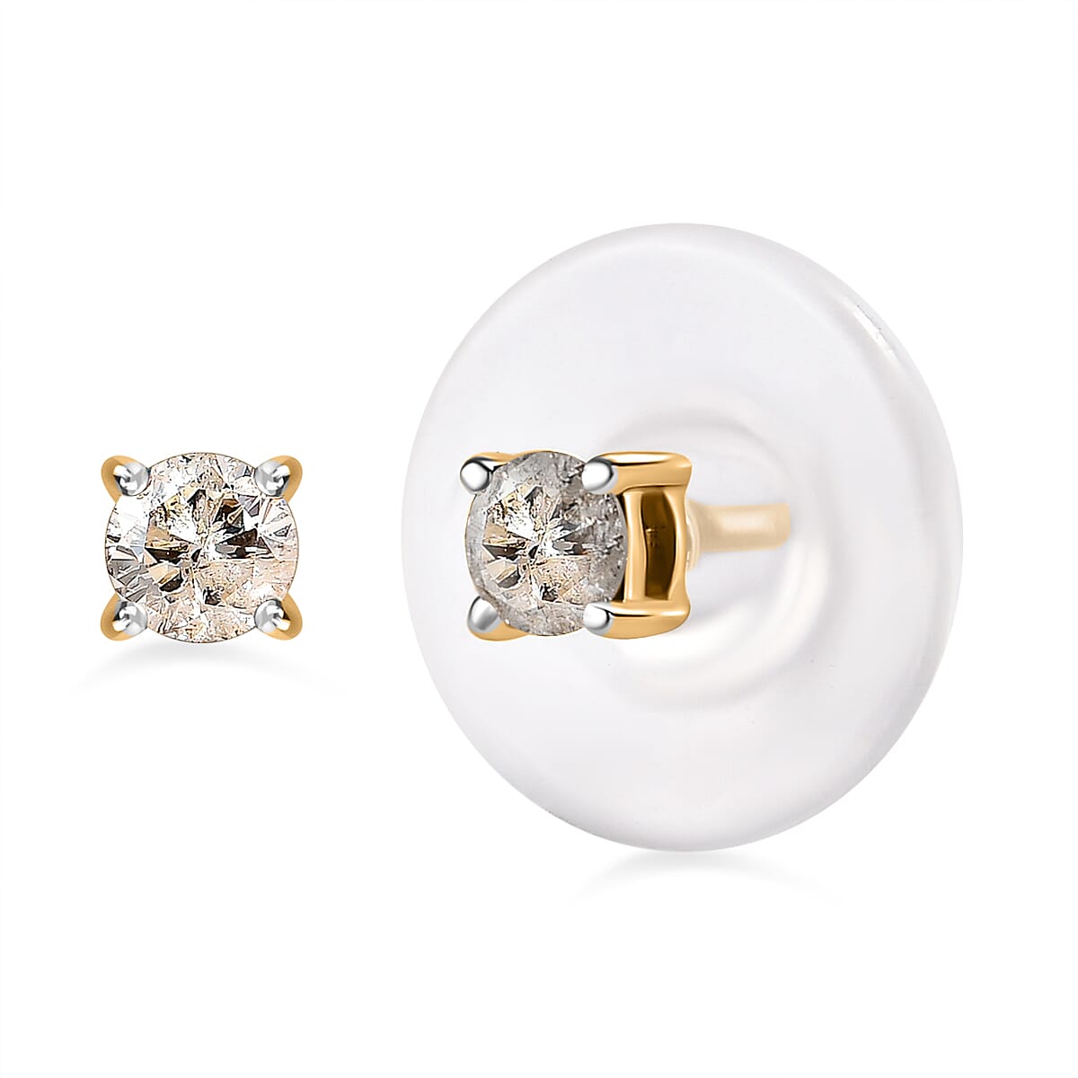 Natural Diamond Find of 2024-9K Yellow Gold Diamond (G-H) Stud Earrings(Plastic Push Back).