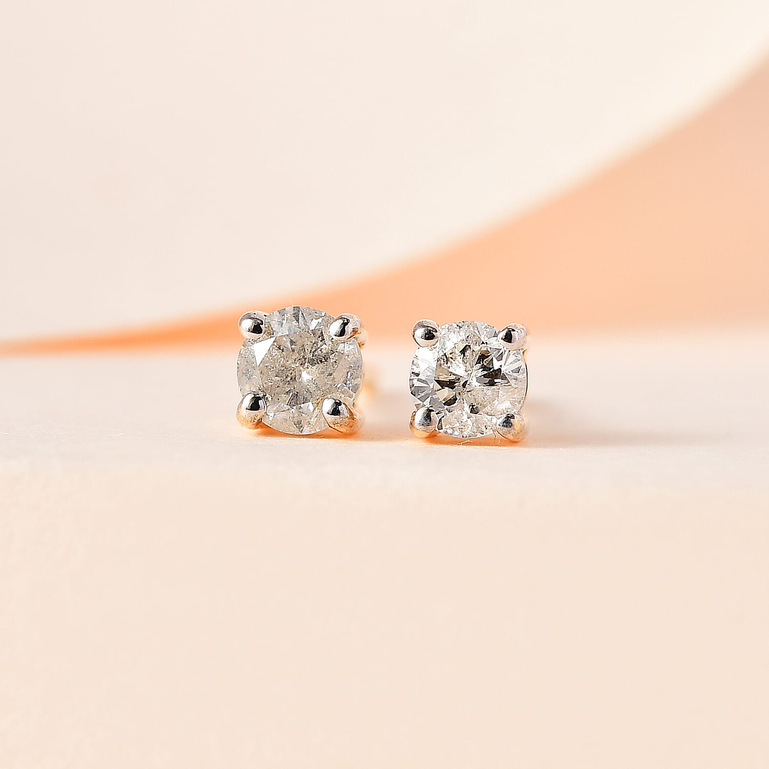 Natural Diamond Find of 2024-9K Yellow Gold Diamond (G-H) Stud Earrings(Plastic Push Back).