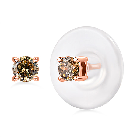 9K Rose Gold Natural Champagne Diamond Stud Earrings