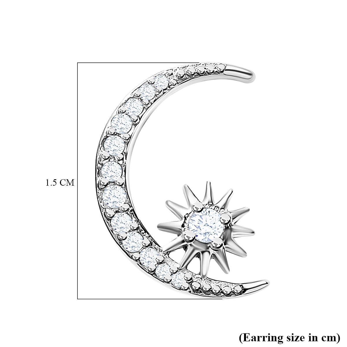 Diamond Moon Earrings in Platinum Overlay Sterling Silver 0.26 Ct