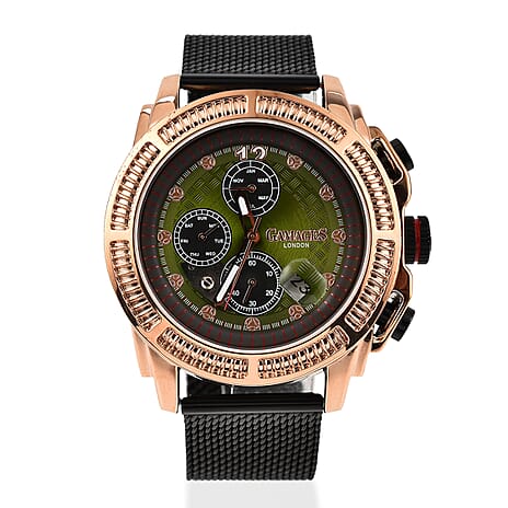 Gamages Of London Skeletor Automatic Rose Olive Mens Watch with Black Strap